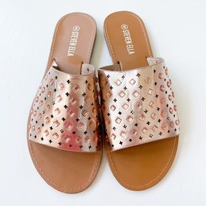 Steven Ella Rosegold Flat Slide Sandals B16221